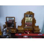 Pine dressing table mirror with 2 toilet mirrors