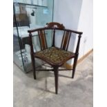 Inlaid mahogany corner chair