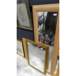 3 modern wooden framed wall mirrors