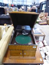 Dark oak cased HMV gramophone