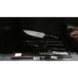Cased Damascus knife set