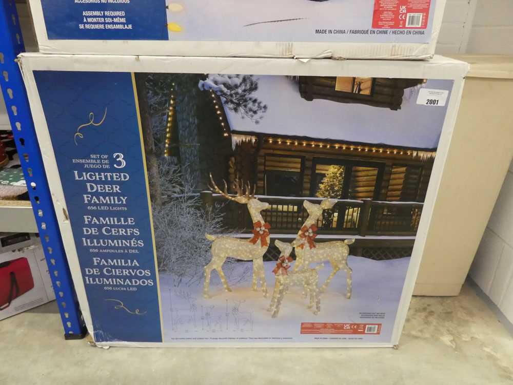 +VAT Boxed set of three pre-lit LED reindeer set