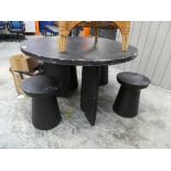 +VAT (F) Black circular garden table with four matching stools