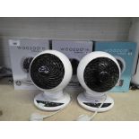 +VAT Three boxed and two unboxed Woozoo fans with two remote controls