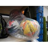 +VAT Three MBA Wilson basketballs together with two Mitre footballs