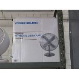 +VAT Boxed Pro Elec 16" metal desk fan together with a Pro Elec 16" metal pedestal fan