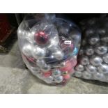 Bag containing mixed colour Christmas baubles