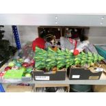 +VAT Four boxes containing mixed Christmas items, including a 52 piece bauble set, Christmas