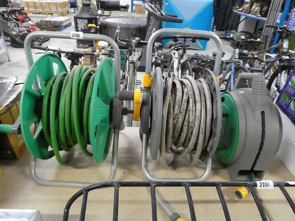 3 hoses on hose reels