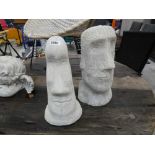 Pair of concrete Easter Island statues