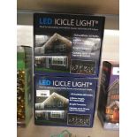 +VAT Two boxed sets of LED icicle lights ( 4m length, 0.5 m drop, 8 light functions )