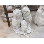 Concrete trio of owls