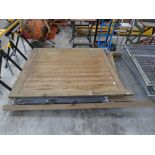 Pair of large wooden driveway gates, 296cm wide x 180cm tall approx.