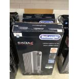 +VAT Two boxed De'Longhi Radius digital electric oil filled radiators