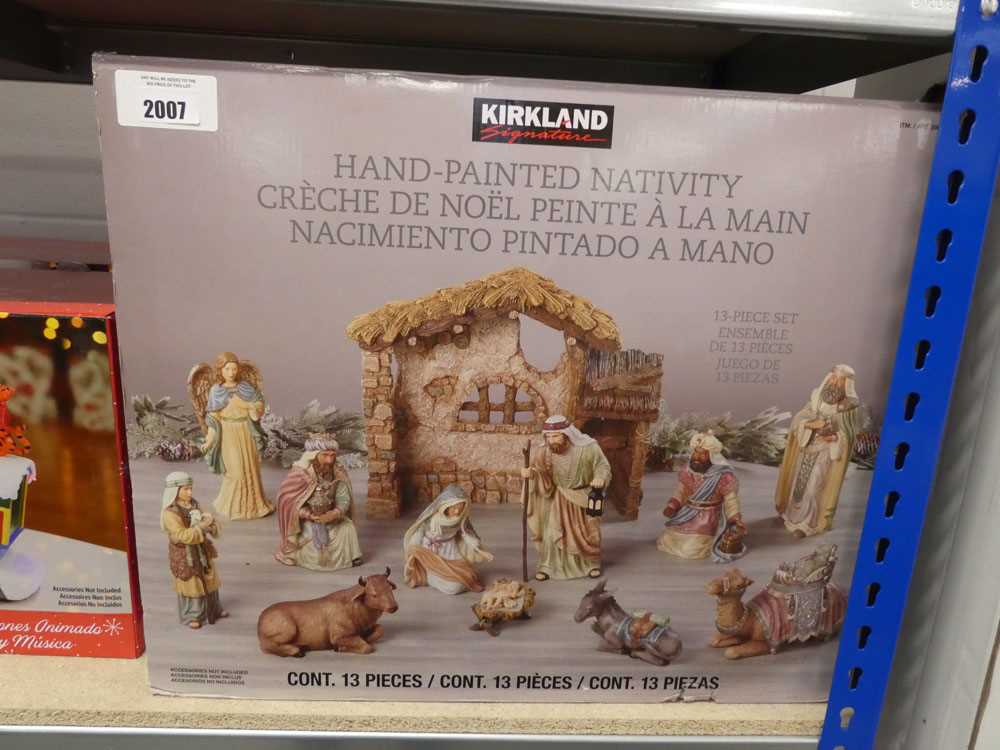 +VAT Boxed Kirkland hand painted 13 piece Nativity set