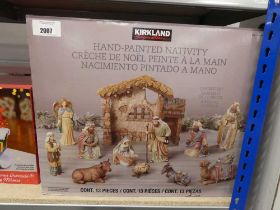 +VAT Boxed Kirkland hand painted 13 piece Nativity set