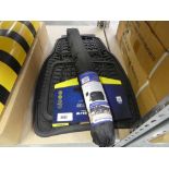 +VAT Set of four Michelin rubber car floor mats together with a frost blocker