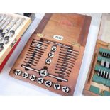 Wooden cased tap and die set
