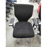 +VAT Black cloth office swivel armchair on chrome five star base