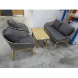 +VAT (I) Rattan 5 piece garden suite, comprising 2 seater sofa, 2 armchairs and a coffee table