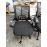 Black mesh back padded swivel office armchair on five star base