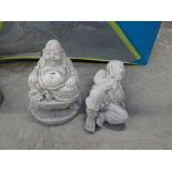 Pair of concrete Buddhas