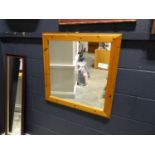Square wall mirror with pine frame