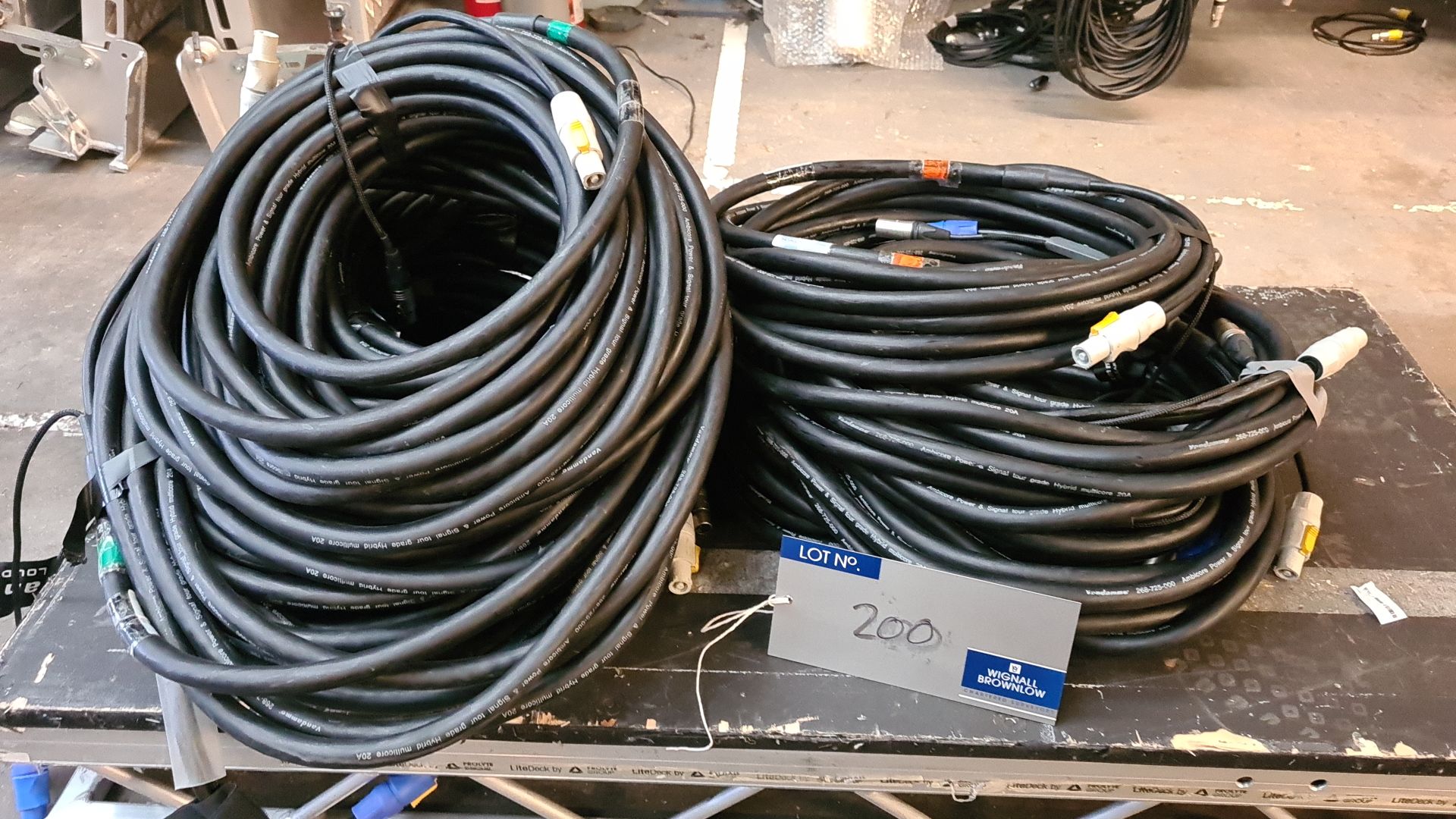 4x10m and 4x 20m Cable Looms consisting of 1xVan Damme XLR and 1xPowercon (located at Broadsword,