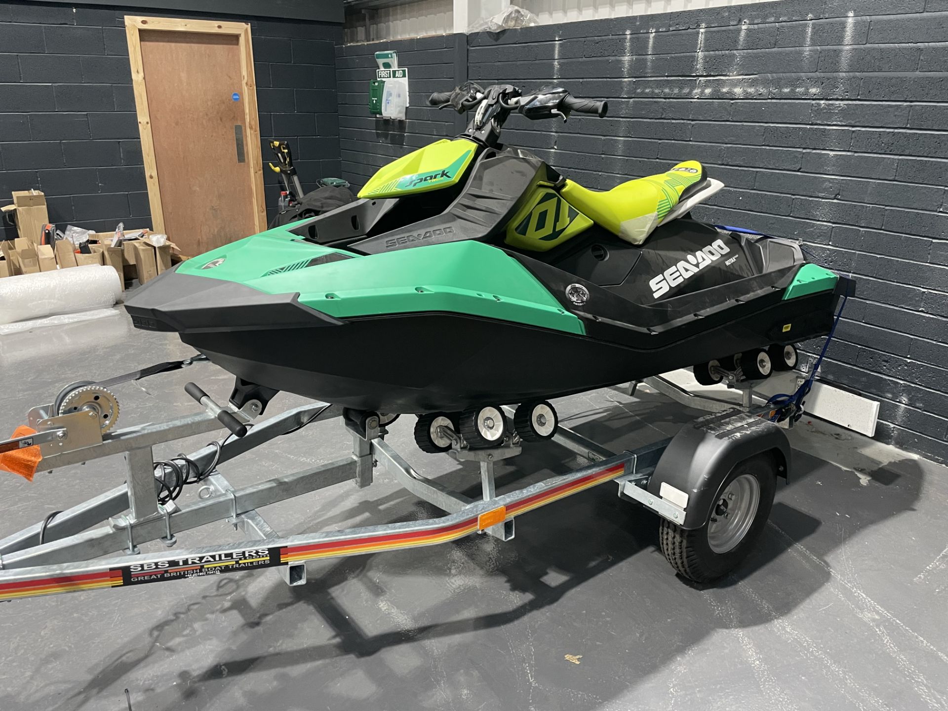 A BRP SeaDoo Spark TRIXX Jet Ski, green/black, as new, (no VIN, hull replaced under warranty) with - Image 2 of 5