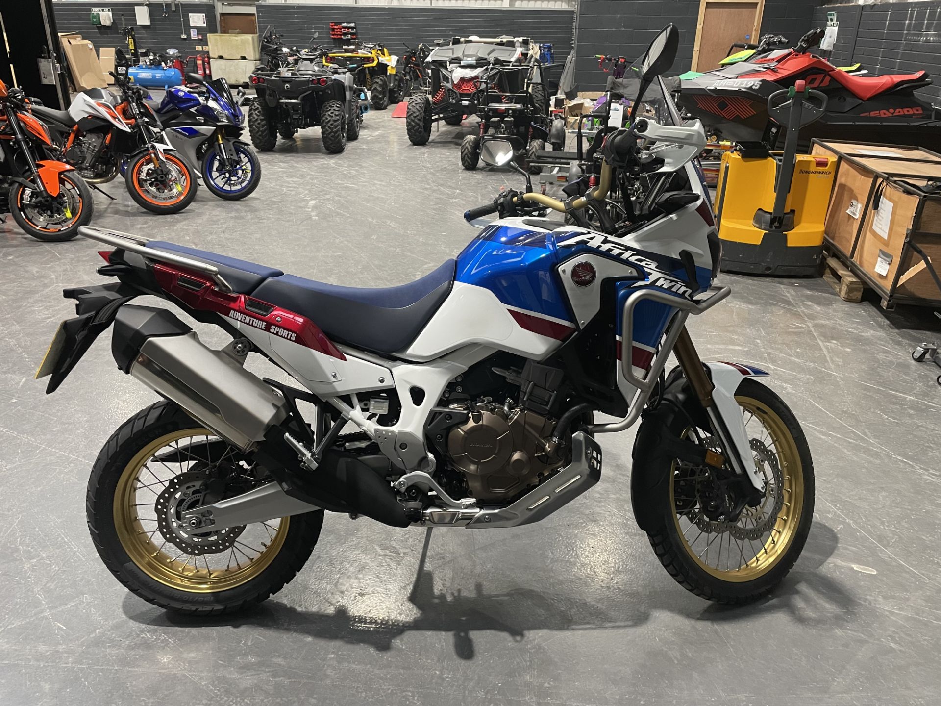 A Honda Africa Twin Road Bike, Reg. No.AV68FGX, VIN No.JH2SD06C6JK002928, indicated 6035 miles,