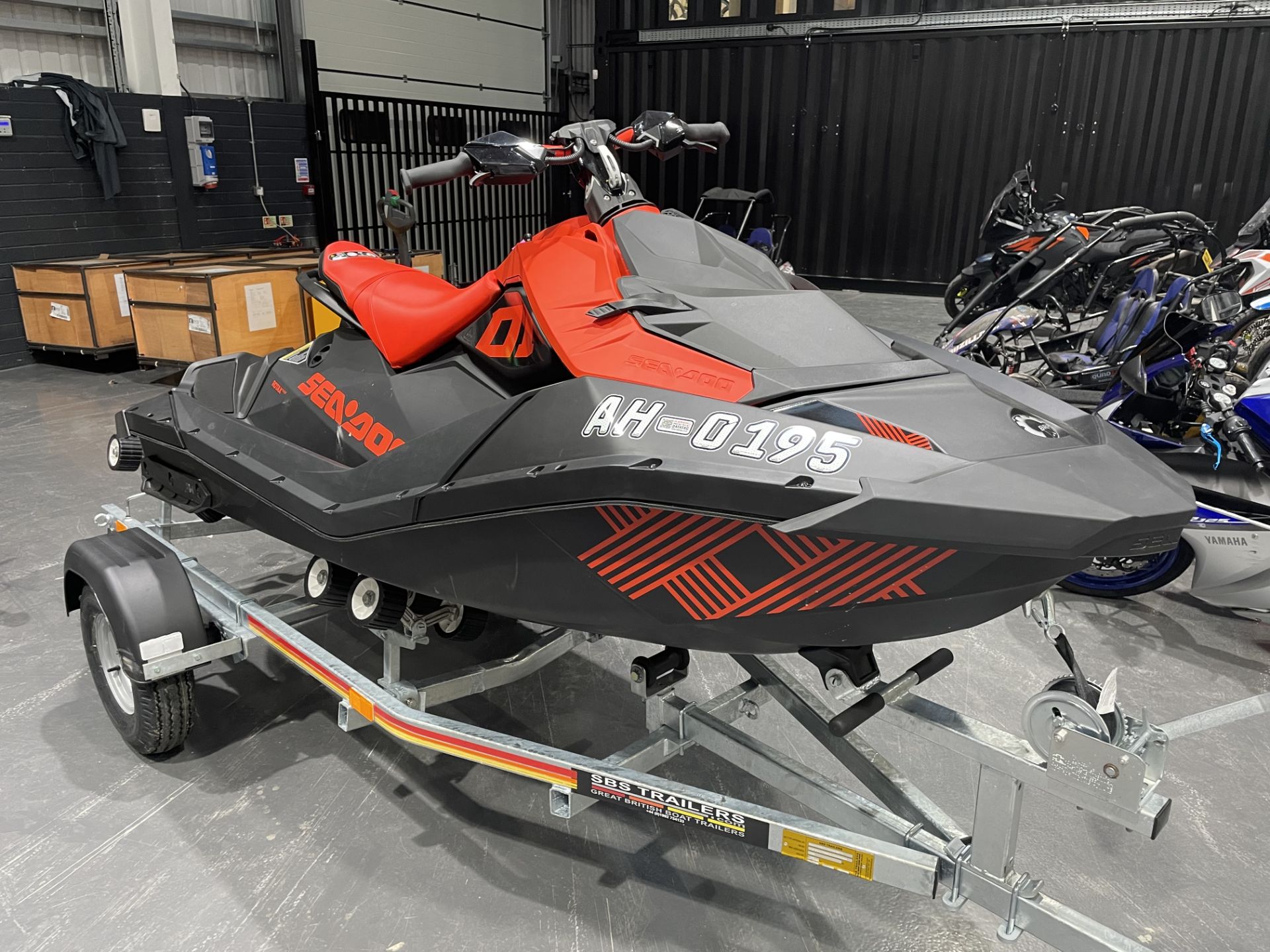 A BRP SeaDoo Spark 2 up 900h AH0195 Jet Ski, red/black, VIN No.CA-YDV63512C121 (as new) with SBS