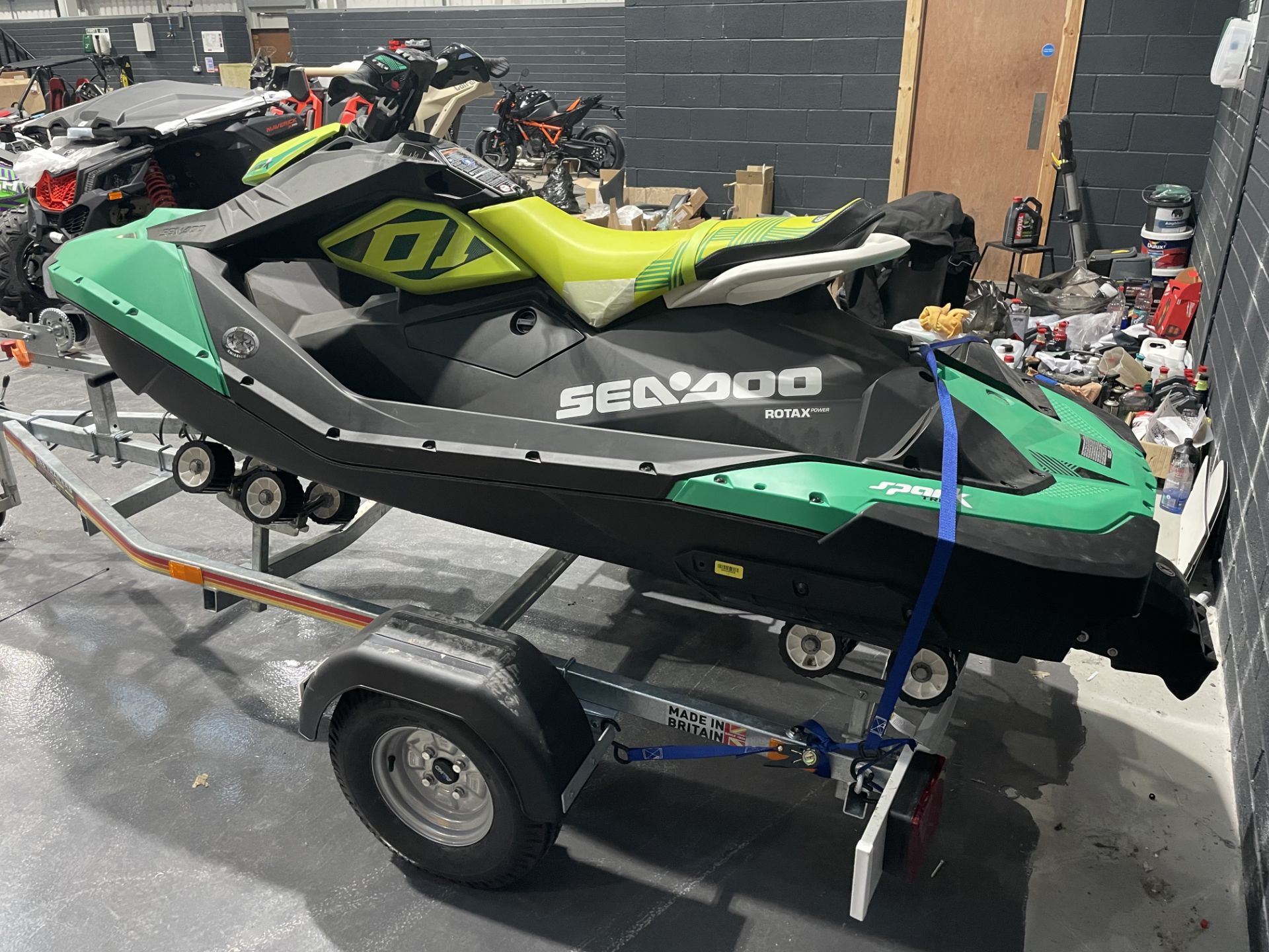 A BRP SeaDoo Spark TRIXX Jet Ski, green/black, as new, (no VIN, hull replaced under warranty) with - Image 3 of 5