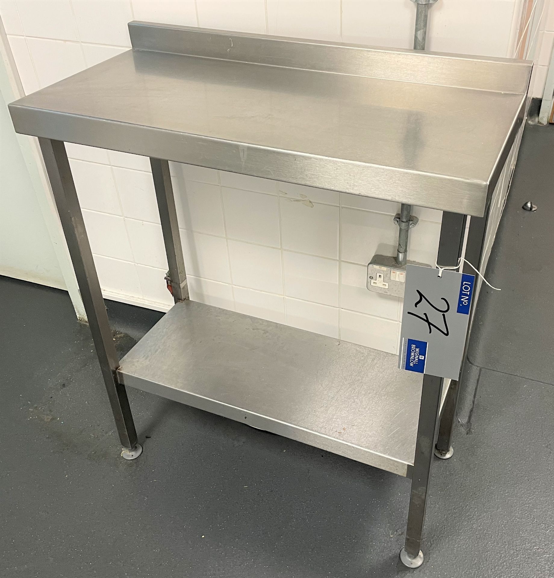 A Stainless Steel Side Table with undershelf, 800mm x 370mm x 910mm h.