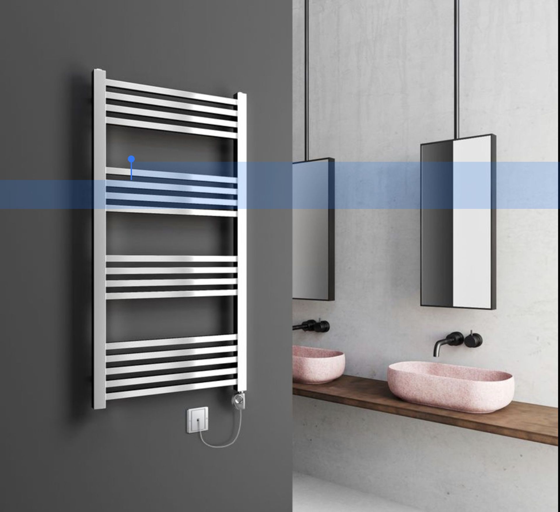 New & Boxed Porcelanosa Noken 1100x500mm Electric Towel Radiator With Fixings And Heating Eleme...