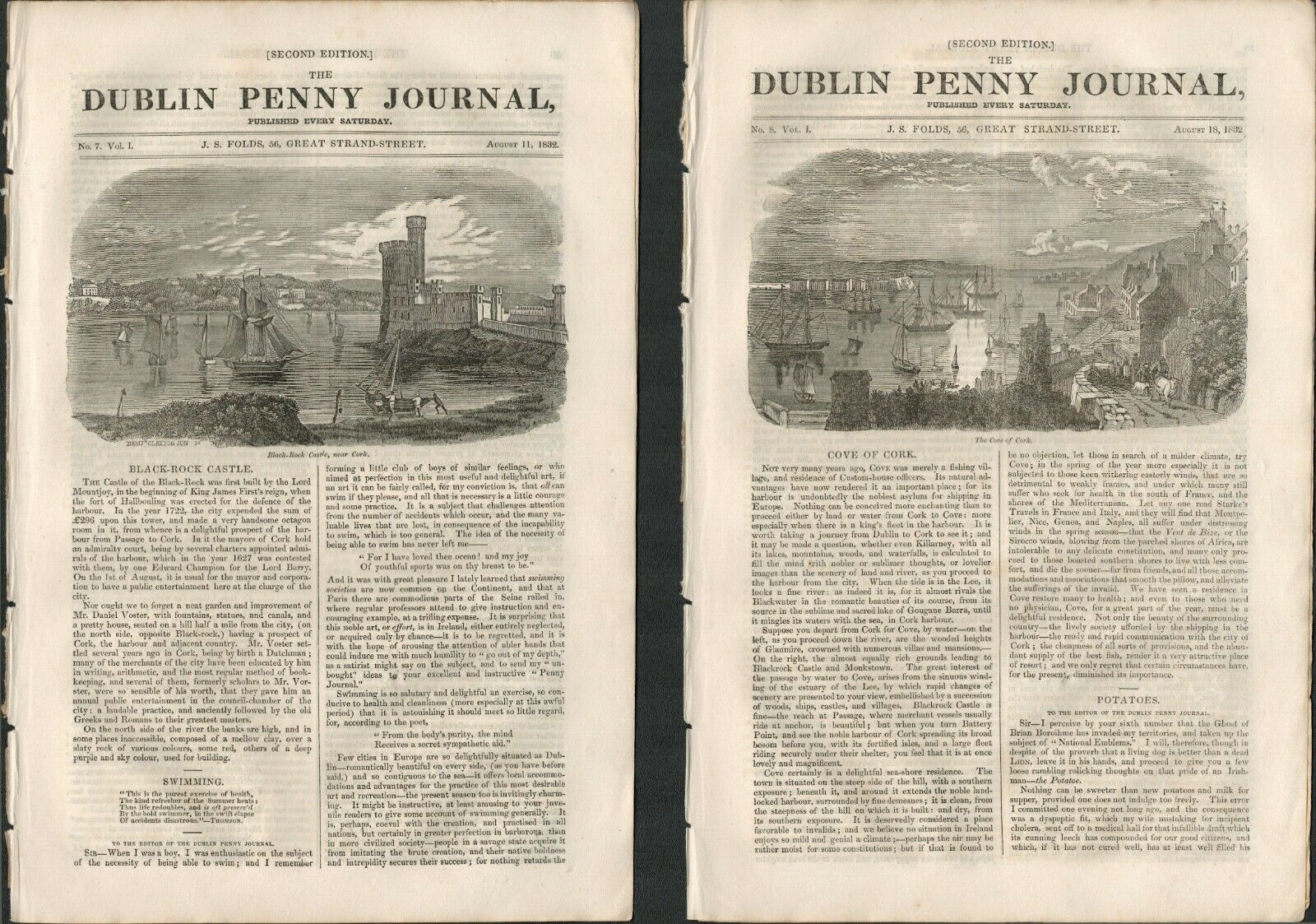 2 Antique Editions 1832 Dublin Penny Journal -18