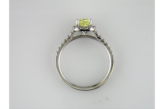 A Cushion Cut Intense Yellow Certified Diamond Halo Ring - Image 2 of 3