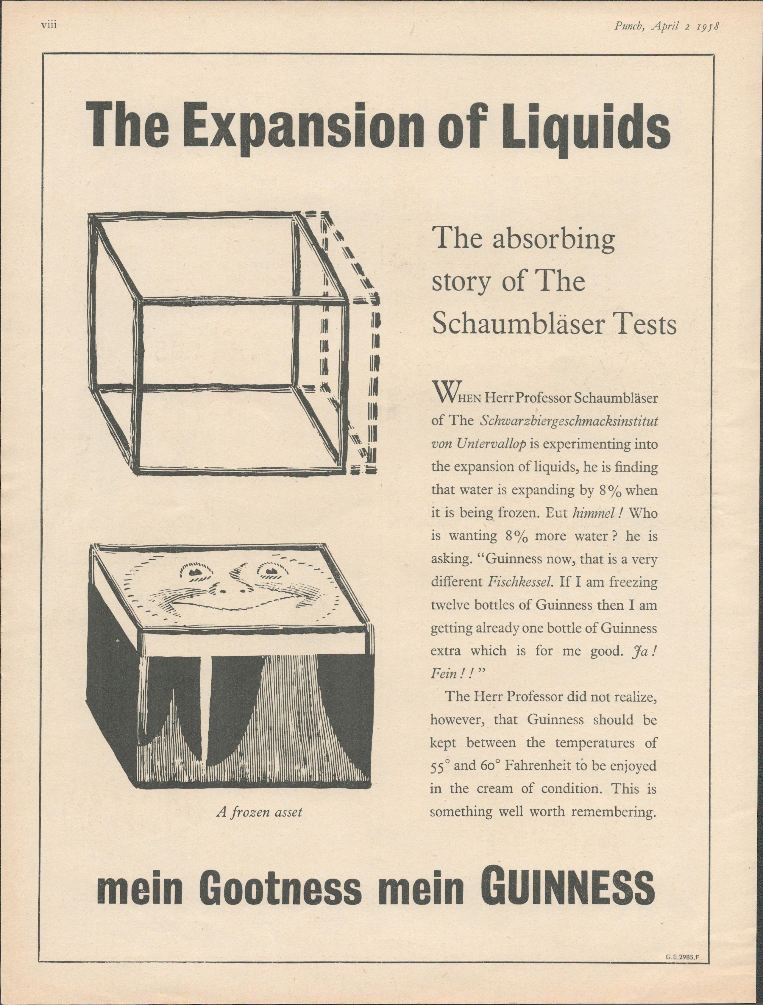 1958 Vintage Guinness Print _The Expansion of Liquids' GE 2985.F