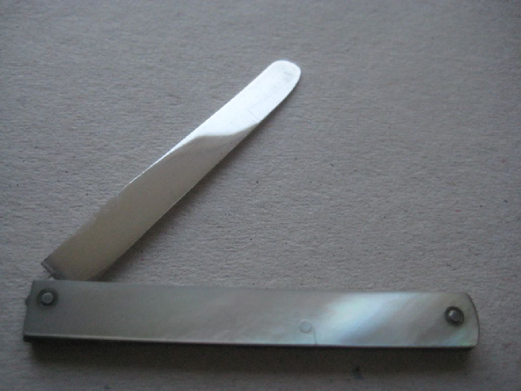 Rare George III Silver Duty Mark Scimitar Bladed Folding Fruit Knife - Image 6 of 9