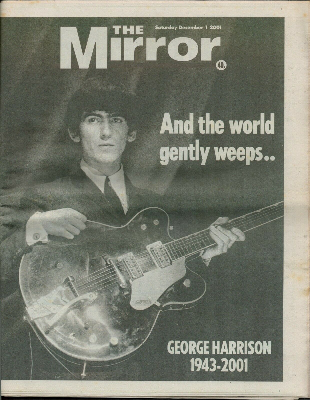 The Beatles George Harrison Is Dead And The World Weeps Newspaper