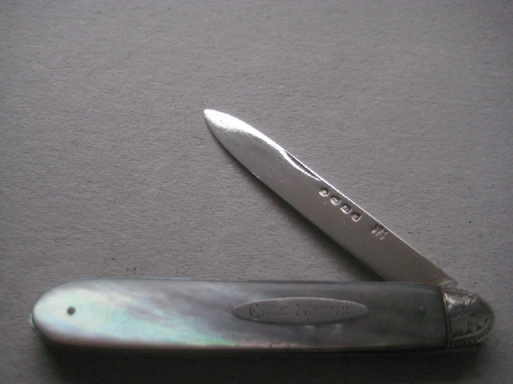 Rare Victorian London Hallmarked Silver Bladed Folding Fruit Knife