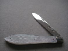 George V Mother of Pearl Hafted Silver Bladed Folding Fruit Knife