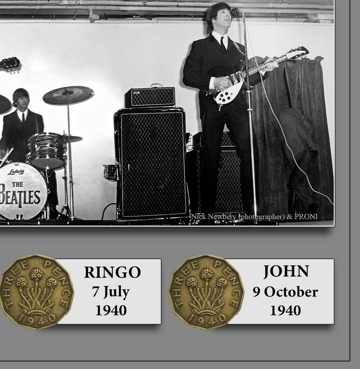 The Beatles Unique Original Birth Years Coin Metal Plaque Montage - Image 3 of 3