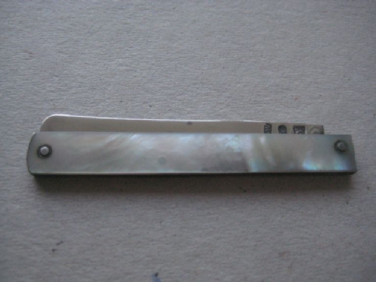 Rare George III Silver Duty Mark Scimitar Bladed Folding Fruit Knife - Image 3 of 9