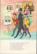 1954 Guinness Double Page Illustration ' Cops & Robbers' & 'Sailors'