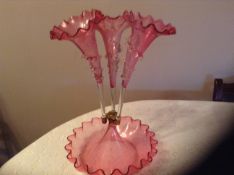 Cranberry Glass Epergne