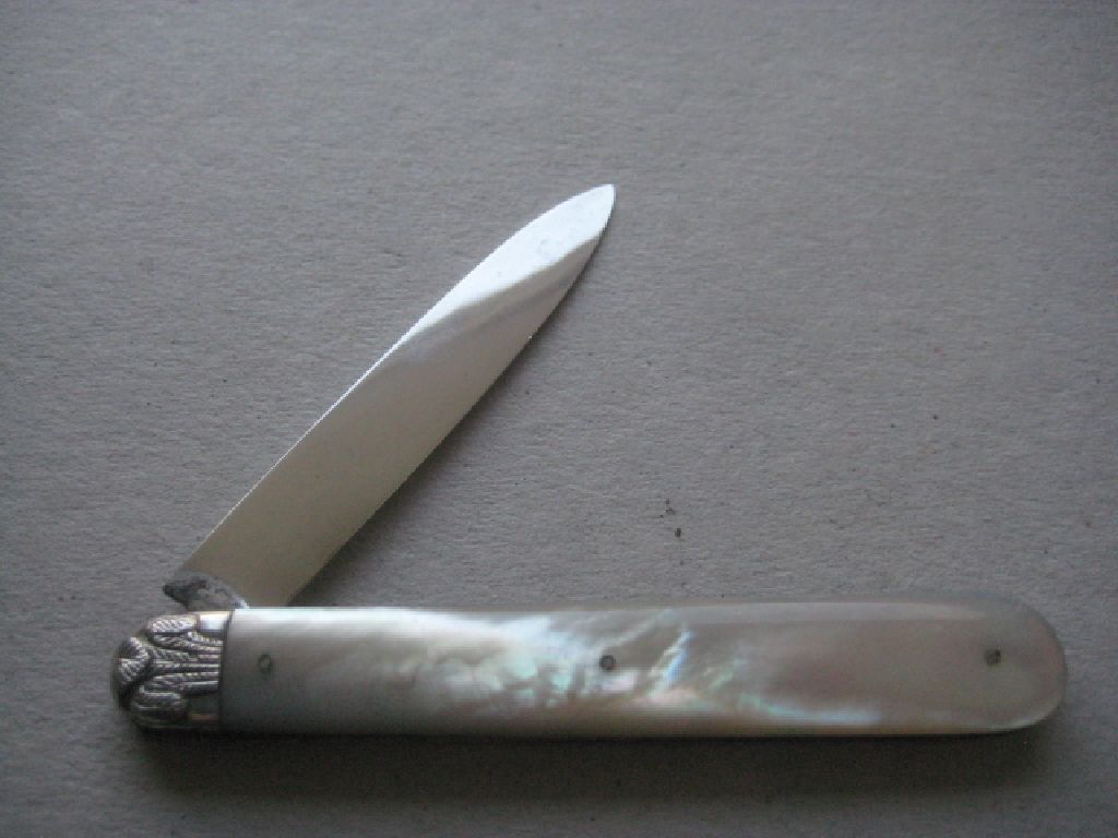Rare Victorian Prince of Wales Feathers Engraved Silver Fruit Knife - Image 9 of 9