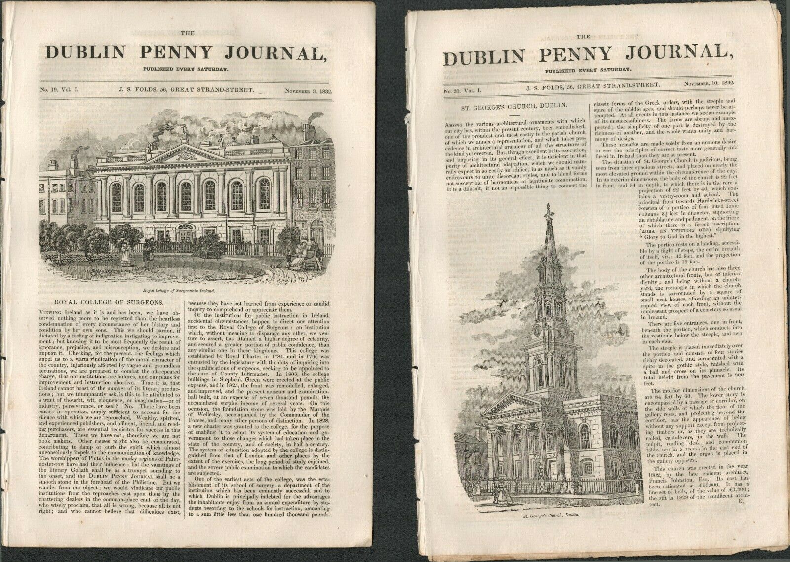 2 Antique Editions 1832 Dublin Penny Journal -24