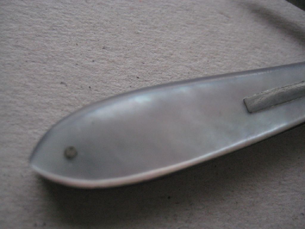 Rare George IV Mother of Pearl Hafted Twin Silver Bladed Folding Fruit Knife - Image 3 of 12