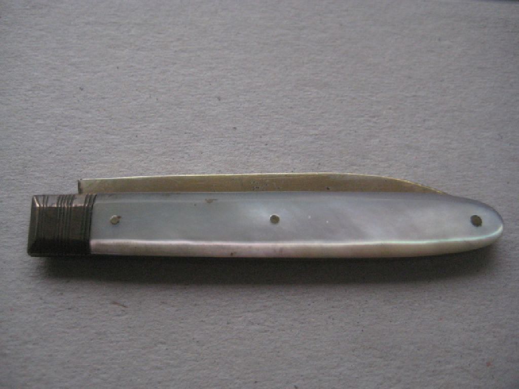 Rare George III Mother of Pearl Hafted Silver-Gilt Bladed Folding Fruit Knife - Image 10 of 10