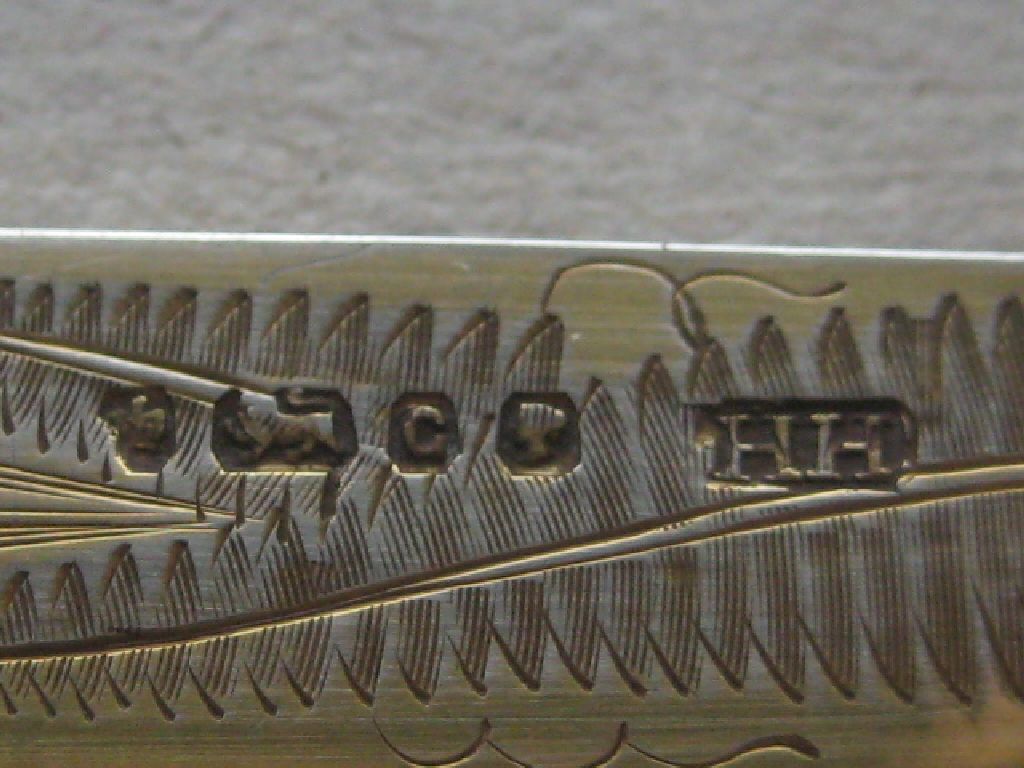 Rare Victorian Carved Silver-Gilt Folding Fruit Knife - Image 7 of 10